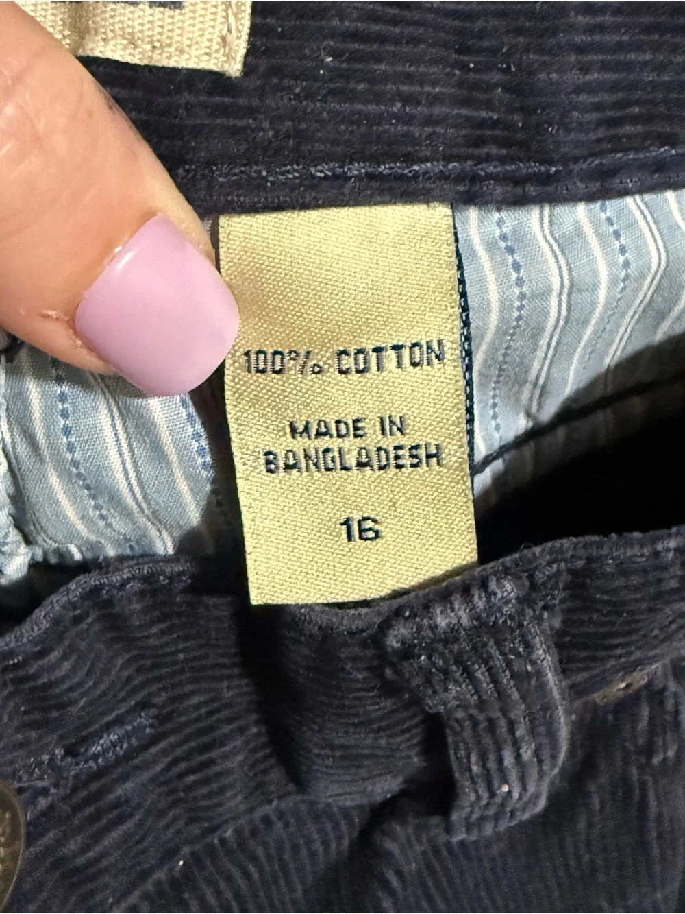 Boys Navy Blue Oshkosh Corduroy Pants Size 16 Vintage Fall Winter